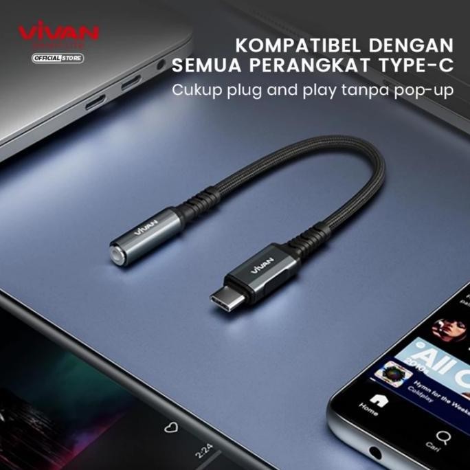 Type C To Audio Jack 3.5 Splitter Audio Type C Vivan Vac01 Type C To Aux 3,5Mm Splitter Dac Type C A