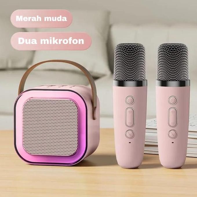 Kinyo K12Speaker Bluetooth 2Mic 1 Set Karaoke Speaker Ktv Cute Wireless Lucu Portabel Luar Ruangan S