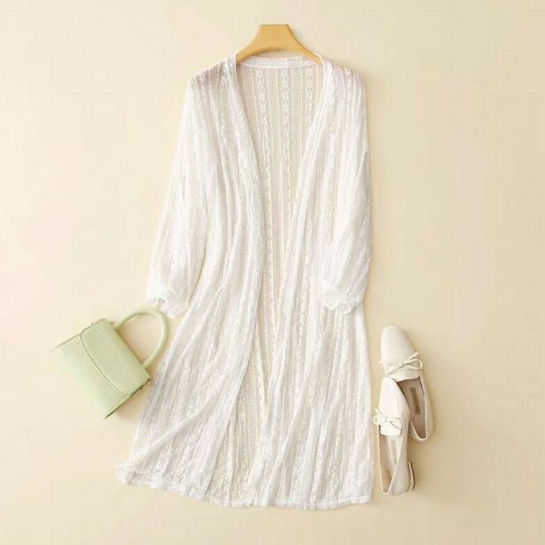 [ BISA COD ]  KARDIGAN BRUKAT MOTIF BUNGA / LONG CARDI OUTER BROKAT IMPORT / OUTER LACE PAKAIAN ATAS