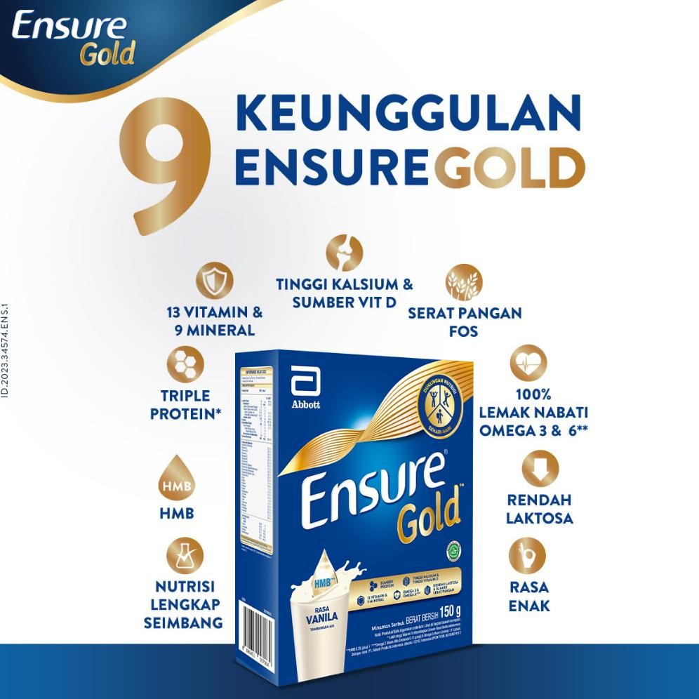 

[ DISKON ] Ensure Gold HMB Vanila 150 g - Nutrisi Dewasa Rendah Laktosa No.1 Di Indonesia nUg