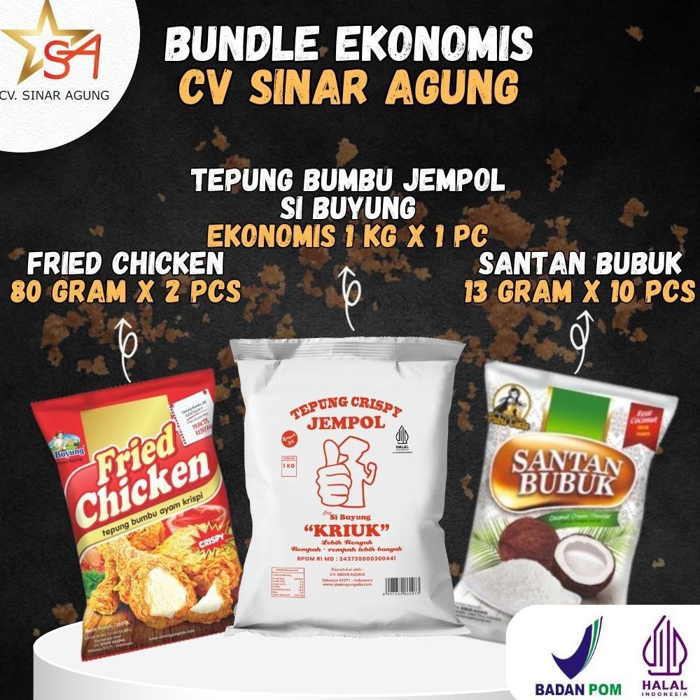 

[BUNDLE EKONOMIS] Bundle EKONOMIS (1 Jempol Si Buyung 1KG+2 Fried Chicken 80g+10 Santan Bubuk 13g) AST nUg