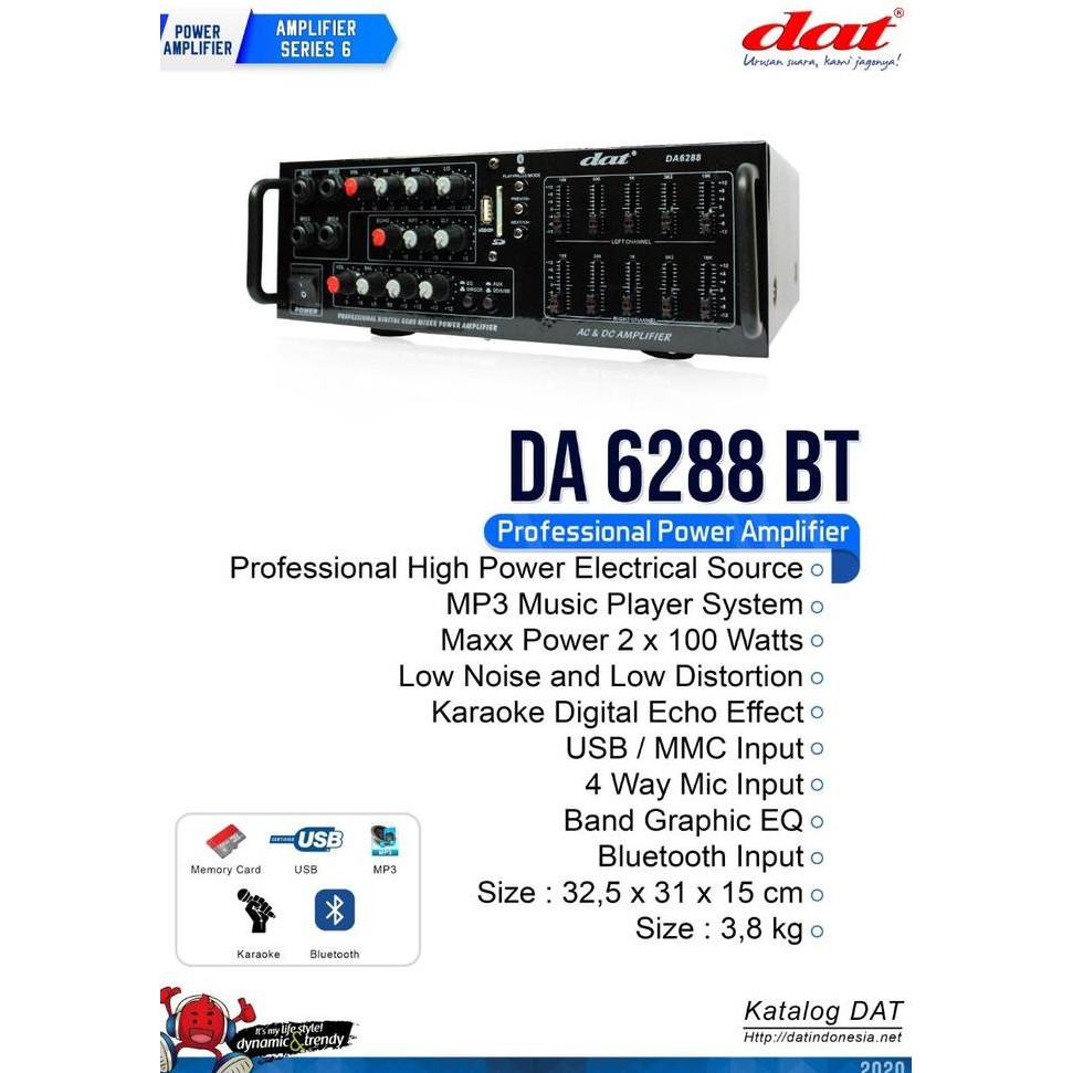 Amplifier Dat Da 6288 Ampli Dat Da6288 Dat 6288 Usb Bluetooth New Stok