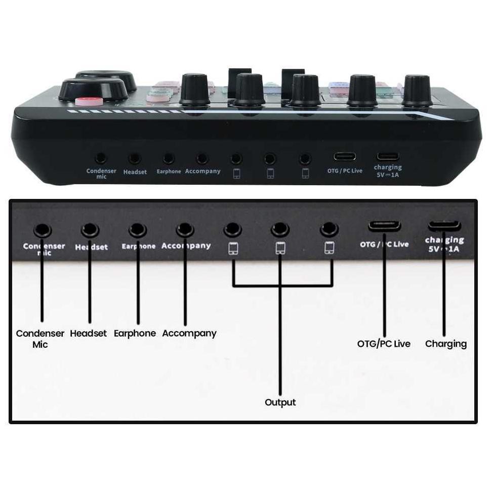 Soundcard V8 F998 Pro Audio Bluetooth Mixer Sound Card Live Broadcast Karaoke - F998 Mengatur Bass, 