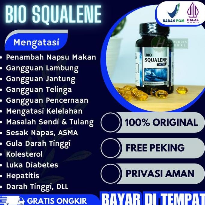 

Terlaris Original !! Bio Squalene Minyak Hati Ikan Hiu Asli - Omega Tiga Fish Oil - Minyak Ikan Squalen Ori Omega 3 - Sudah Bpom Dan Halal - Suplemen Kapsul Capsule Softgel / Vitamin / Obat Aman Untuk Anak Dewasa - Bisa Cod / Bayar Di Tempat