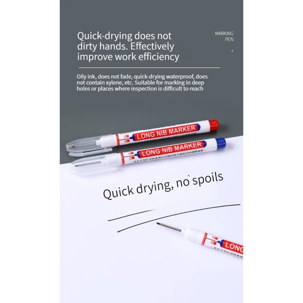 

RB 6pc/set Penanda Kepala Panjang Pulpen Tulisan Serbaguna Tukang Bangunan Lubang Dalam Spidol Berminyak Tahan Air Cepat