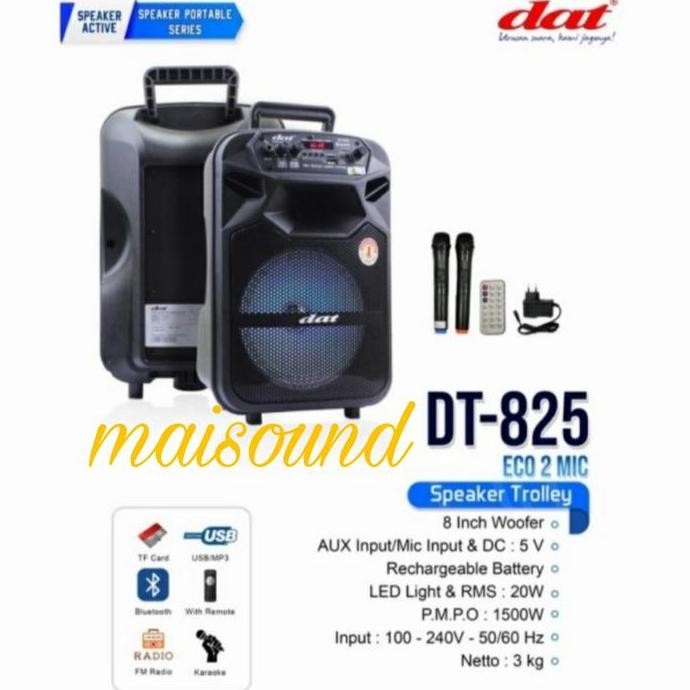 Speaker Portable Dat Dt 825 Eco 8 Inch Original Dat Dt 825Eco 2 Mic New Stok