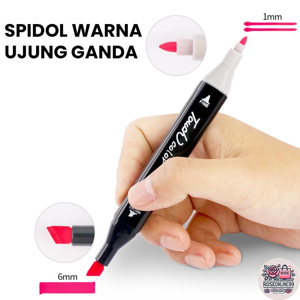 

RB RO Spidol Warna Ujung Ganda 24 Pcs Color Water Based Double Tip Maker