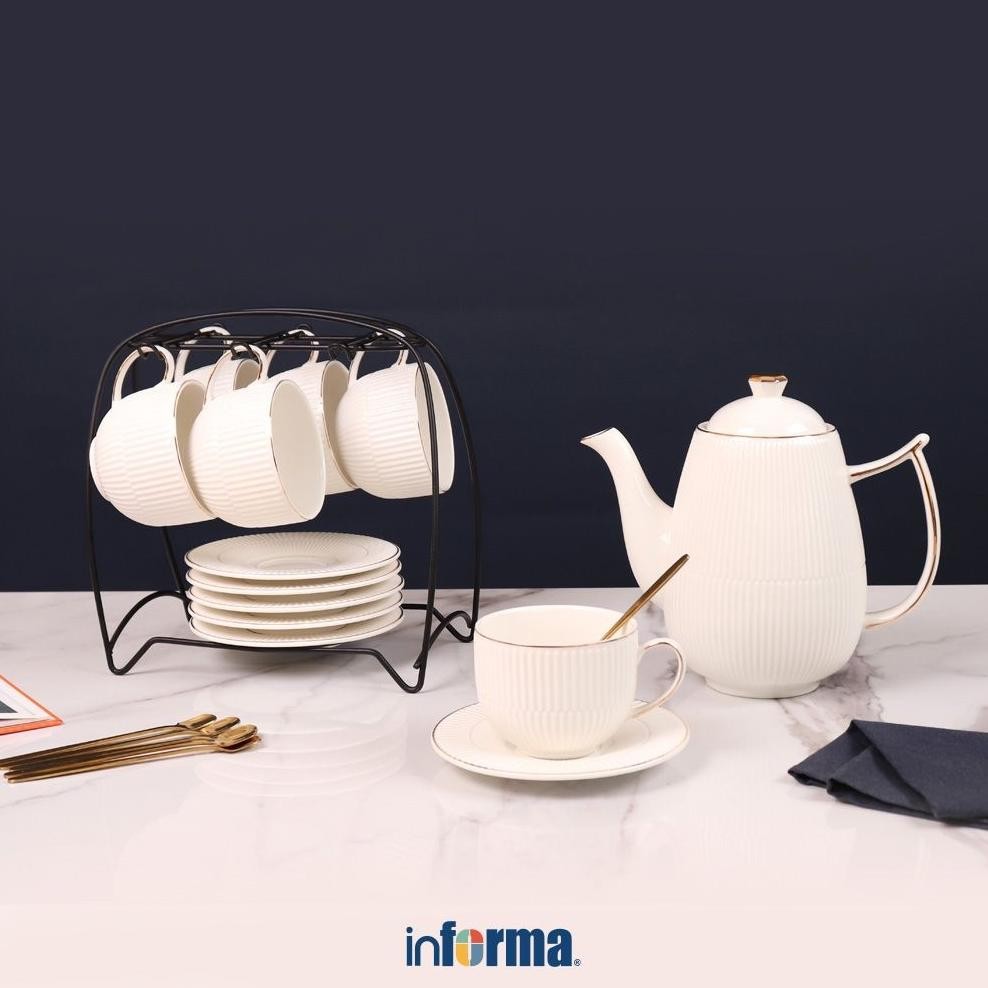RADEN Informa Appetite Set 7 Pcs Lailey Teko & Cangkir Dengan Saucer Set Water Jug With Glass Pitche