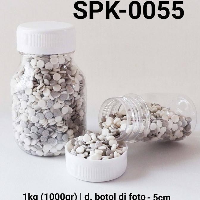 

*****] SPK-0055 Sprinkles sprinkle sprinkel 1kg 1 kg bulat pipih putih abu
