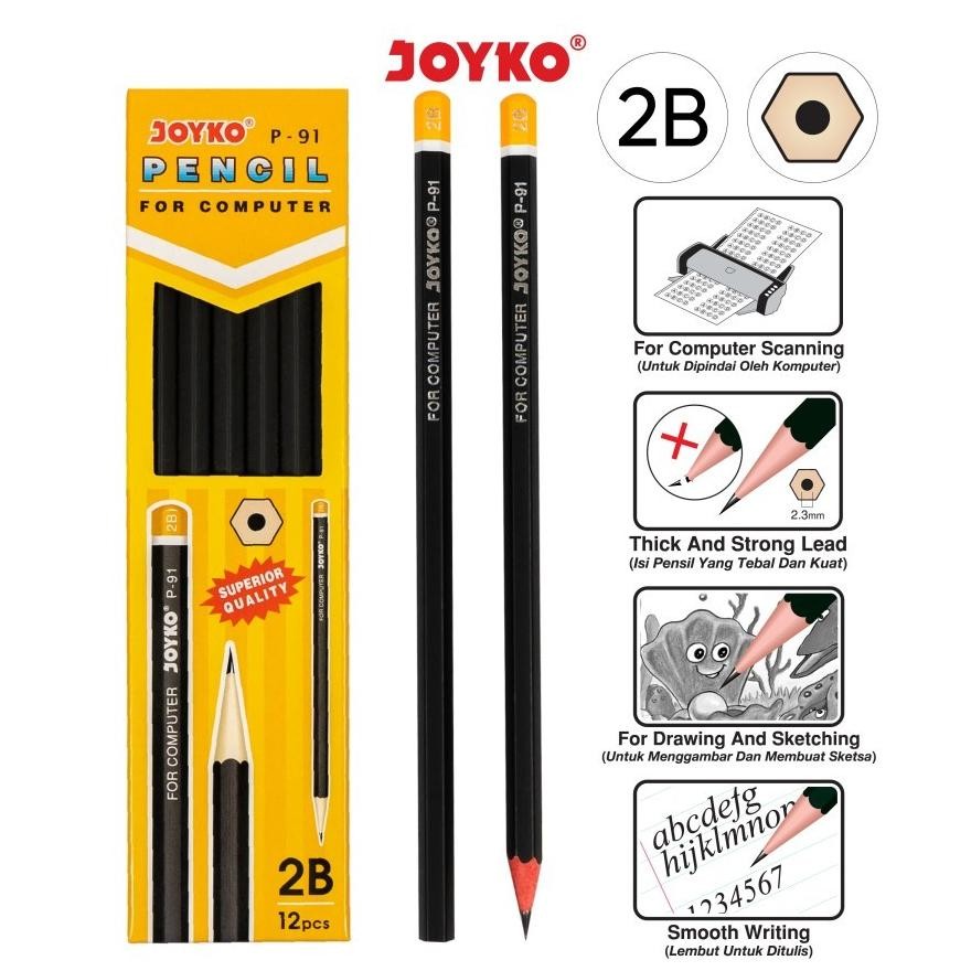

''Terlaris" (12Pc) Pencil Pensil Joyko P-91 2B Murah