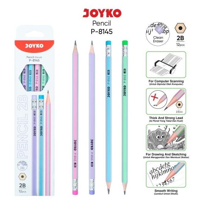 

''Terlaris" (12Pc) Pencil Pensil Joyko P-814 2B Murah