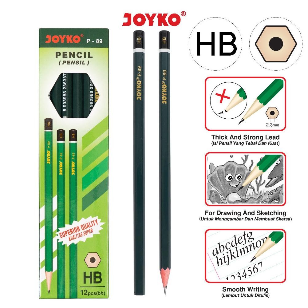 

''Terlaris" (12 Pcs) Pencil Pensil Joyko P-89 Hb Murah