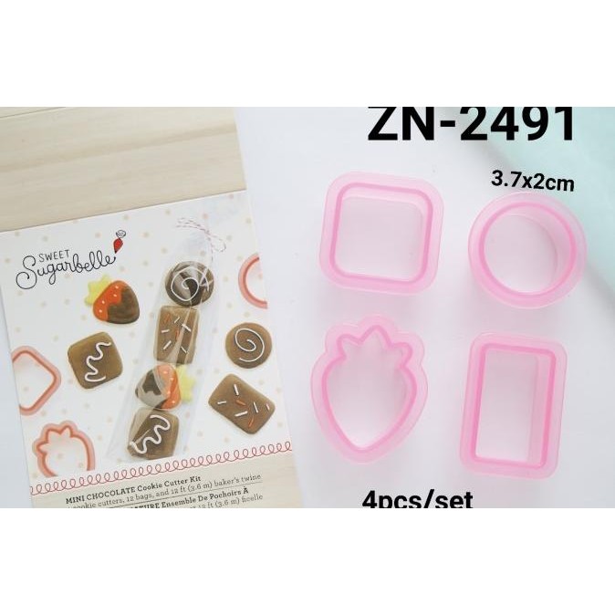 >>>>>] ZN-2491 Cutter embosser cookie cutter strawberry stroberi bulat kotak