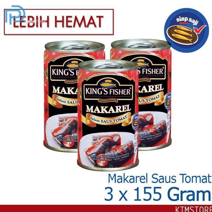 

BARU KTMSTORE KING'S FISHER PAKET 3 PCS MAKAREL MINI SAUS TOMAT MAKANAN KALENG 155 G KINGS FISHER