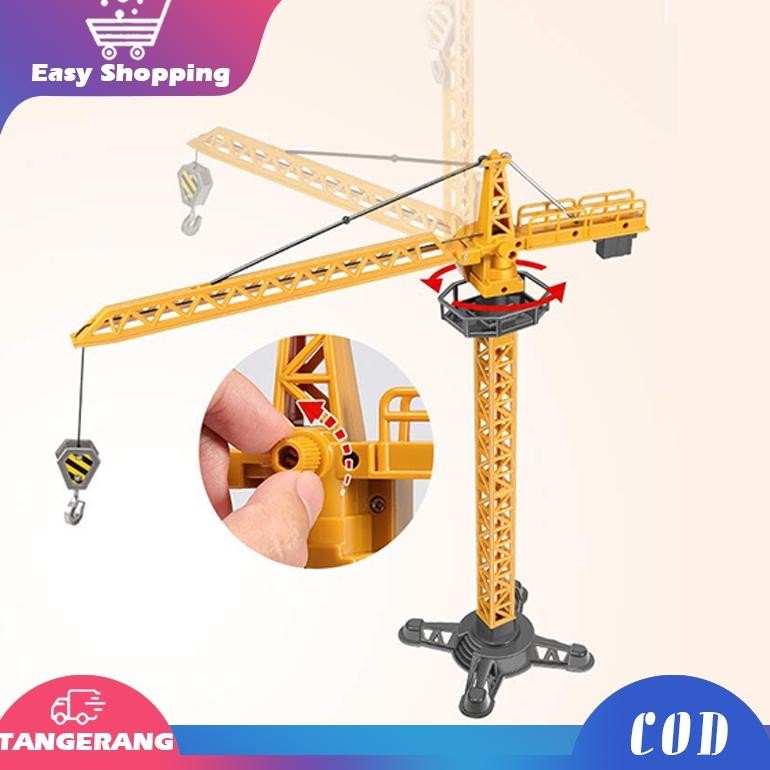 155 Static Die Cast Tower Alloy Crane Mainan Alat Berat Crane Hang Tower Diecast Miniatur Alat Berat