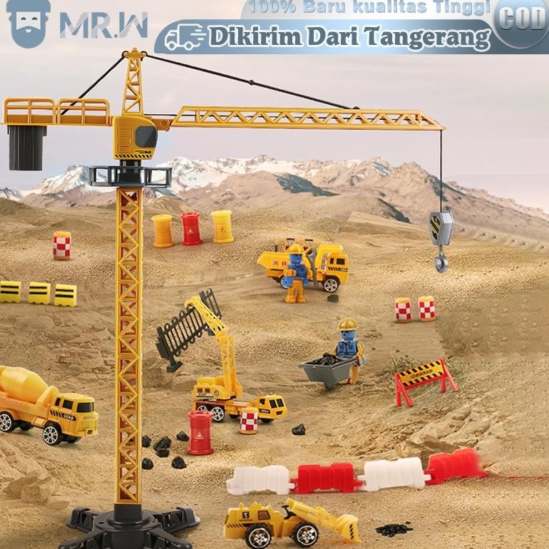 Alat Berat Crane Hang Tower 155 Diecast Miniatur Tower Alloy Crane Mainan Alat Berat Konstruksi