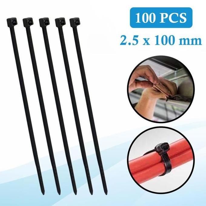 

favorit] Kabel Ties Nilon Hitam 2.5x100 mm Tali Krek Serut Cable Tie Lock Peralatan Organizer Isi 100Pcs