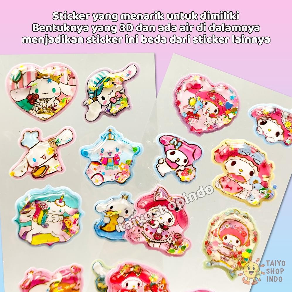 

[original] diy sticker air karakter labubu melody kuromi cinnamoroll stiker timbul 3d water gliter kids toys [terlaris] [terbaik]