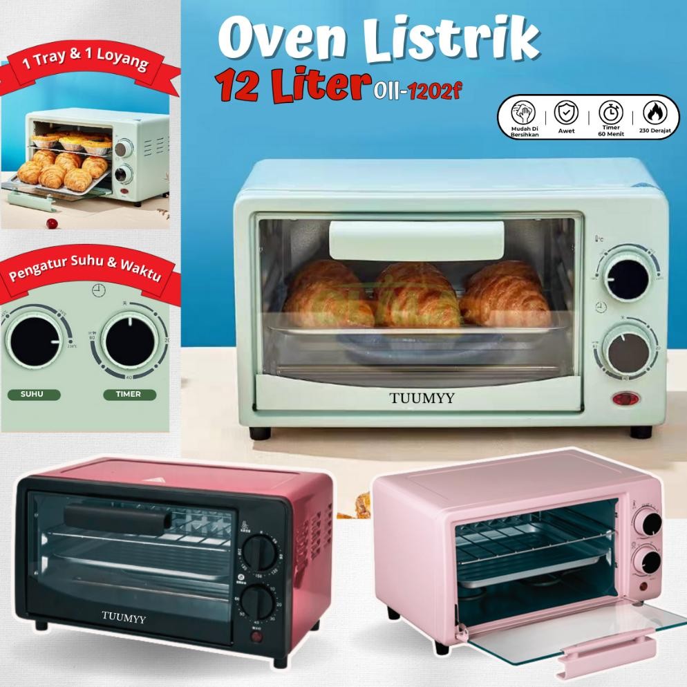 OVEN PEMANGGANG ELEKTRIK MULTIFUNGSI 12L TUUMYY WARNA PASTEL OLL-1202F