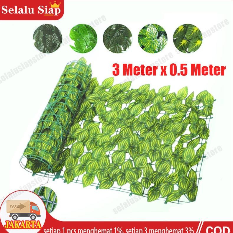 NEW Rumput Dinding Sintetis Dekorasi Dinding Daun Rambat Pagar 3 Meter x 0.5 Meter Premium/Daun Paga