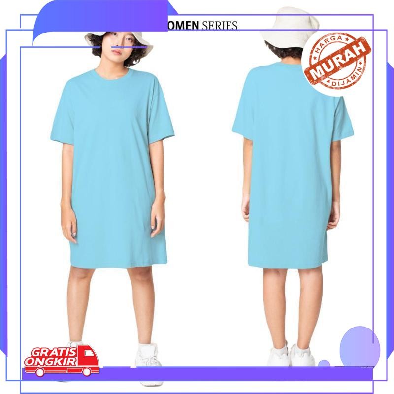 [Stock Baru] Baju Kaos Dress Wanita Lengan Pendek Dres Polos Wanita Oversize Jumbo Fashion Distro Pr
