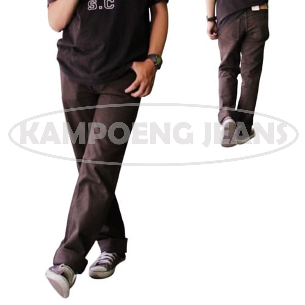 Celana Jeans Pria Reguler Coklat - Celana Jeans Pria Terbaru