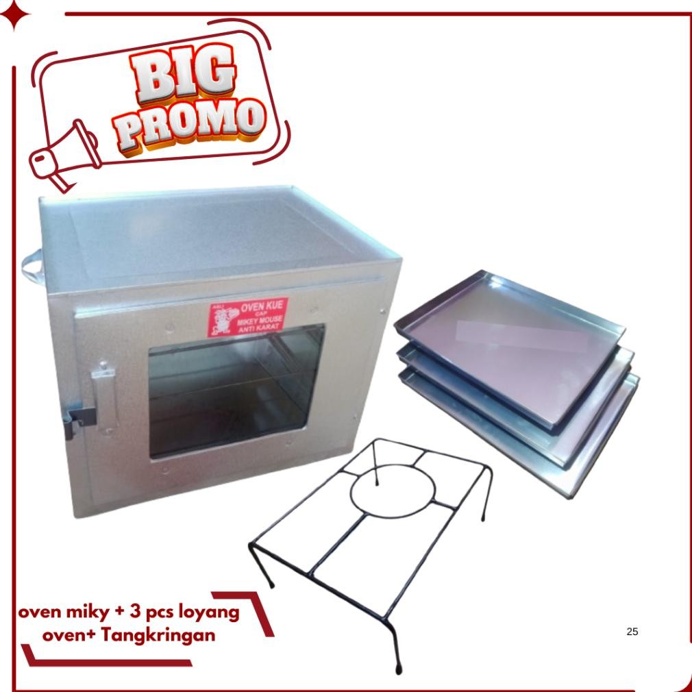 Oven Kompor Miky 3 Susun Plus Loyang / Oven Kue / Oven Tangkring Kompor Gas