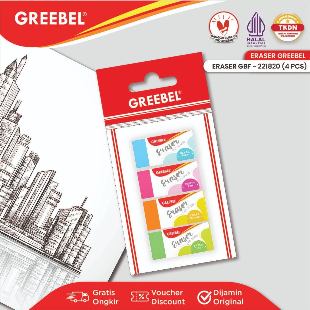

GREEBEL Eraser Stip Hapusan GBF- 221820L (4PCS/SET) Penghapus Pensil