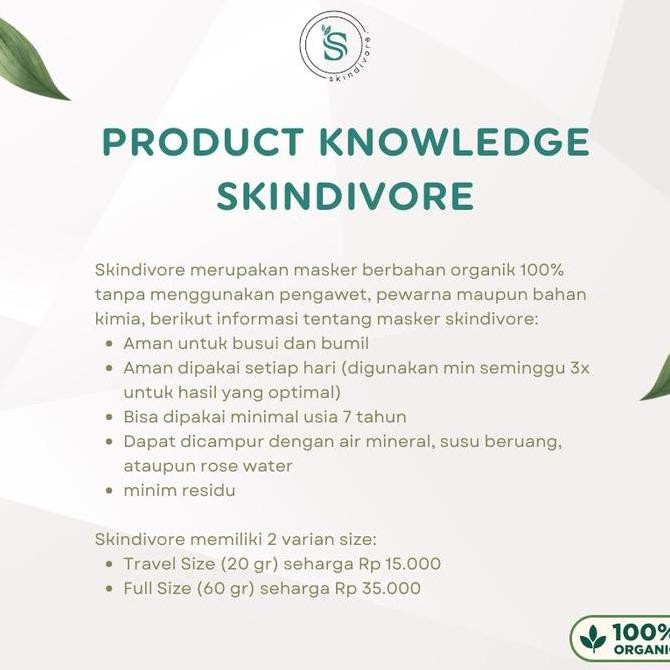 Sale Masker Organik Skindivore Fullsize 60Gr | Bpom