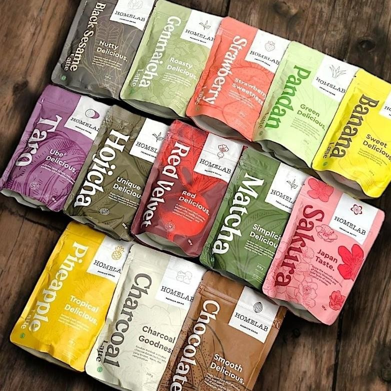 

Homelab | Premium Latte Powder Drink | Matcha Taro Hojicha Sakura Strawberry Red Velvet Chocolate Charcoal Earl Grey Banana Genmaicha (Baru)