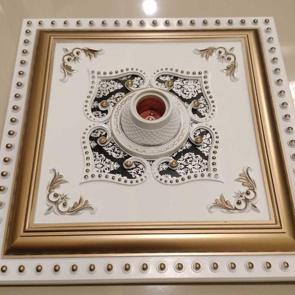 (COD) Fitting Lampu Ornamen Plafon PVC Kotak Fiting Hias Lampu Ornamen 30X30/