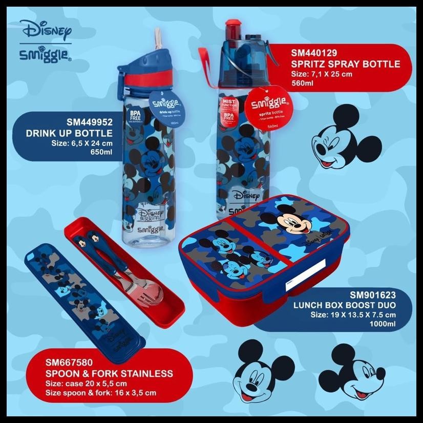 SMIGGLE DISNEY MICKEY MINNIE DRINK UP /SPRAY BOTTLE/ LUNCHBOX/SPOON SET