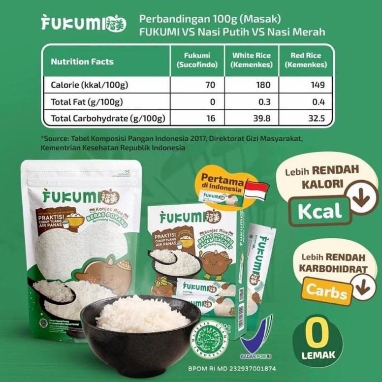 

[TERMURAH] FUKUMI Beras Porang Box Sachet Shirataki/Konjac Rice 7x40gr Balikpapan beras Diet