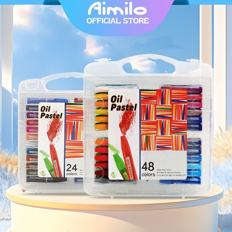

[READY] Aimilo Oil Pastel Crayon 24/36/48 Warna Crayon Krayon Minyak Crayon Set Tidak Beracun
