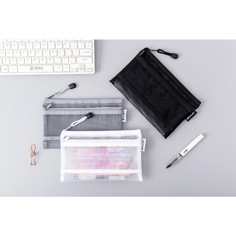 

Satu/Dua Lapisan Tempat Pensil Transparan Dengan Resleting Kotak Pensil Sekolah Kantor Simple Pencil Case