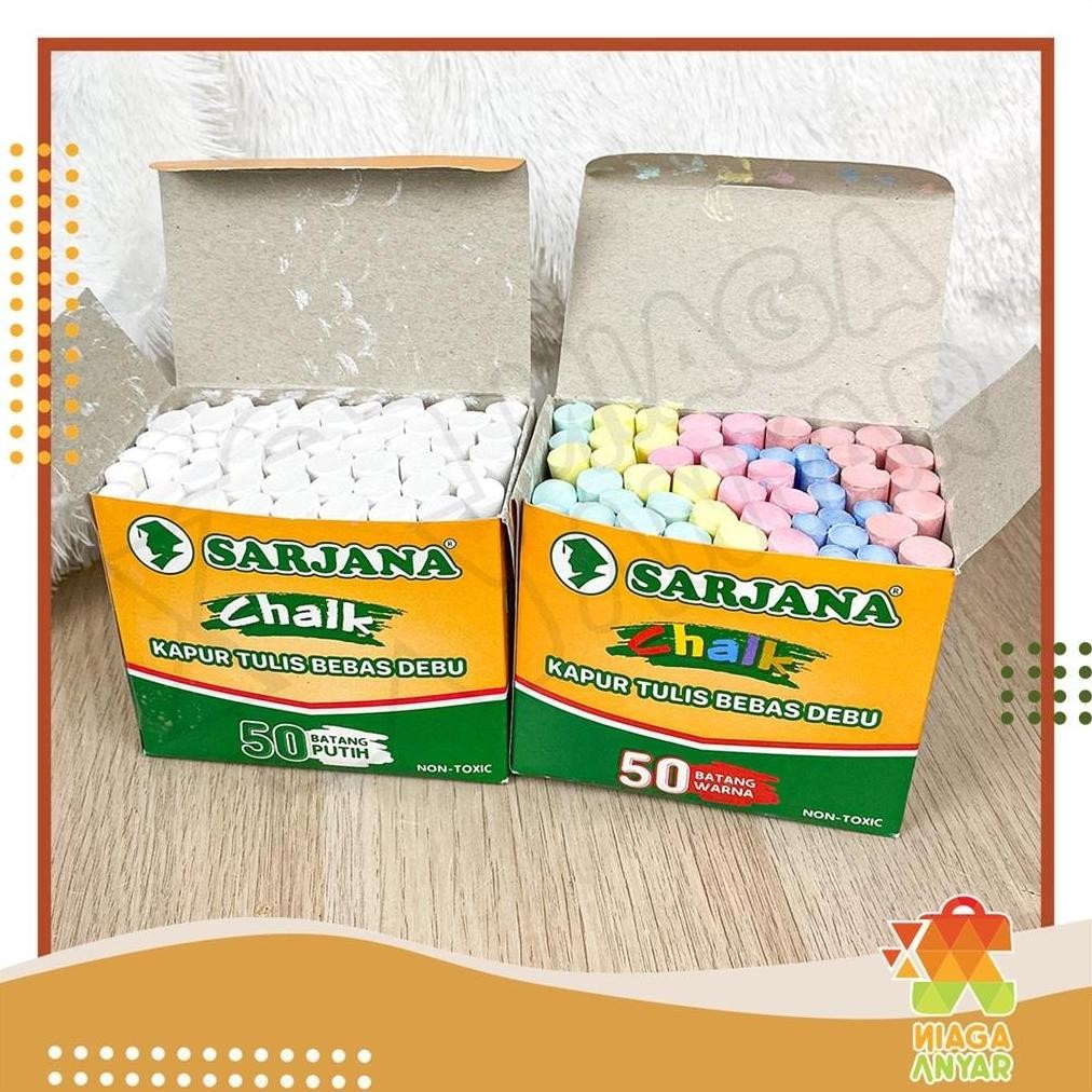 

New Na Sarjana Kapur Tulis Putih Isi 50 Batang / Kapur Tulis Warna Sarjana / Kapur Papan Tulis Sarjana / Kapur Putih Kapur Warna Terpopuler
