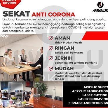 

SALE SEKAT ANTI CORONA AKRILIK TABLE DIVIDER MEJA KASIR 80 X 60cm 3mm