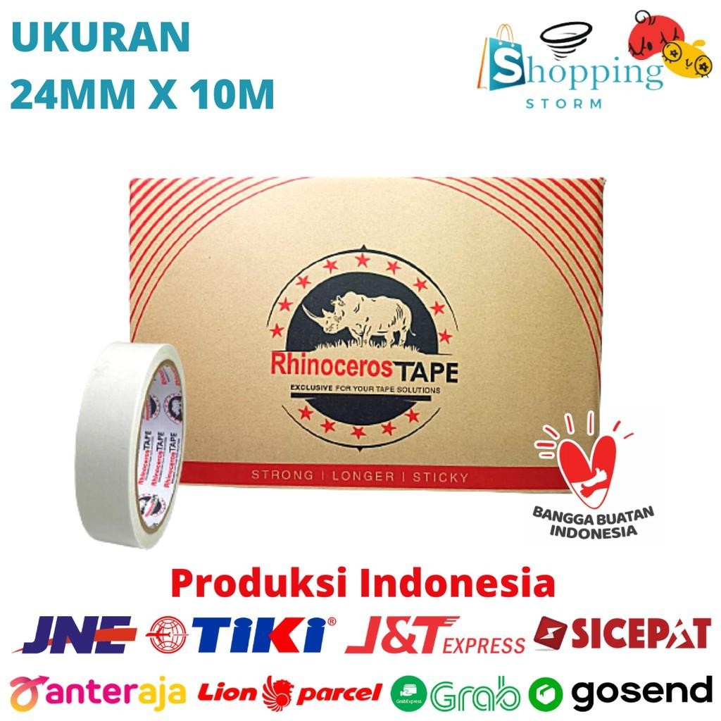 

Double Tape Putih Rhinoceros Tape 24Mm X 10M @144Pcs/Dus Gojek/Grab