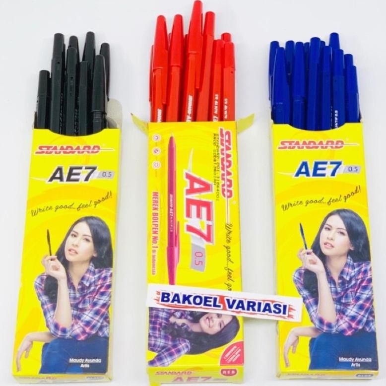 

Kualitas Tertinggi (1 Pack )Pulpen Standart Ae7 Bolpoint Bulpen Hitam, Merah, Biru Ori