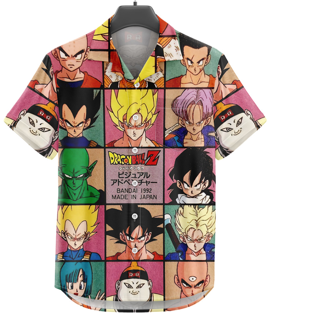 GOKS Baju Kemeja Kekinian Hem Motif Pria Wanita Trend Distro Jumbo Motif DRAGONBALL KOTAK 382