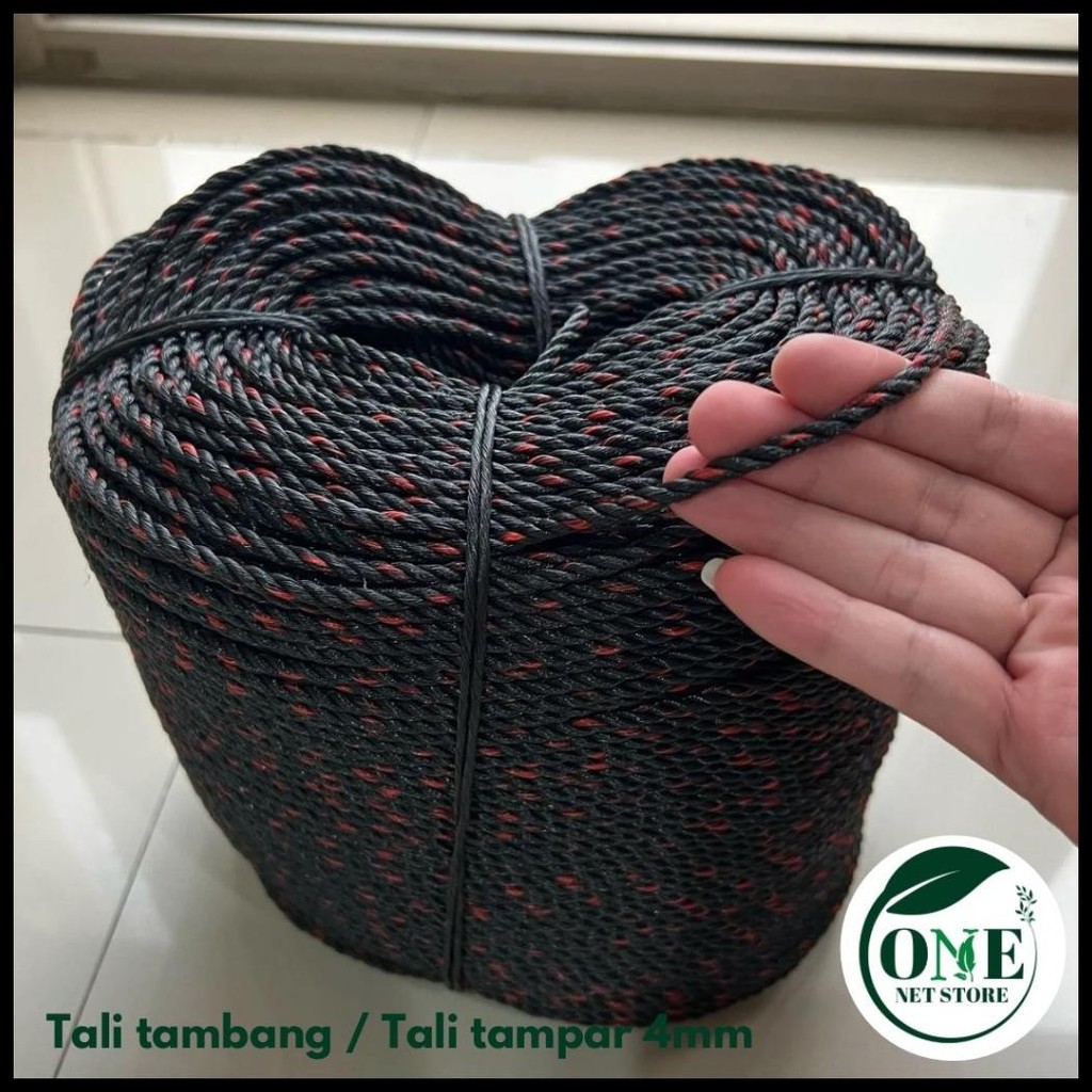 TALI TAMBANG / TALI TAMPAR PLASTIK HITAM/PUTIH BINTIK UNTUK PARANET / WARING  (METERAN )