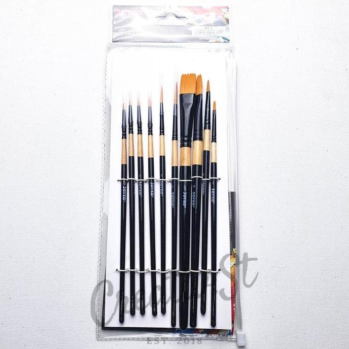 

New Collection !!! Joyko Kuas Lukis Set Art Brush Br-9 (10 Pcs Kuas) Round Flat