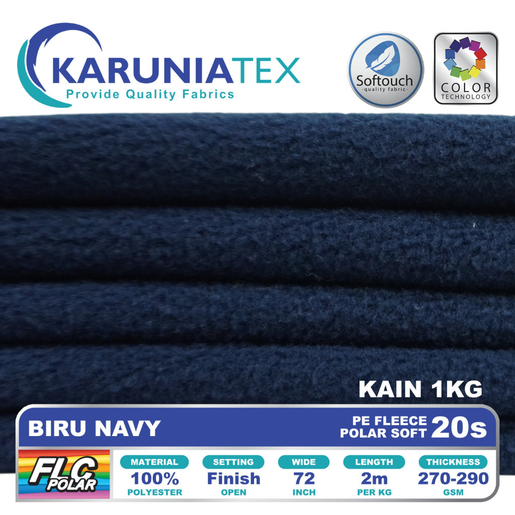 Kain Polar Fleece 20s Kiloan | Biru Navy | Karunia Textile
