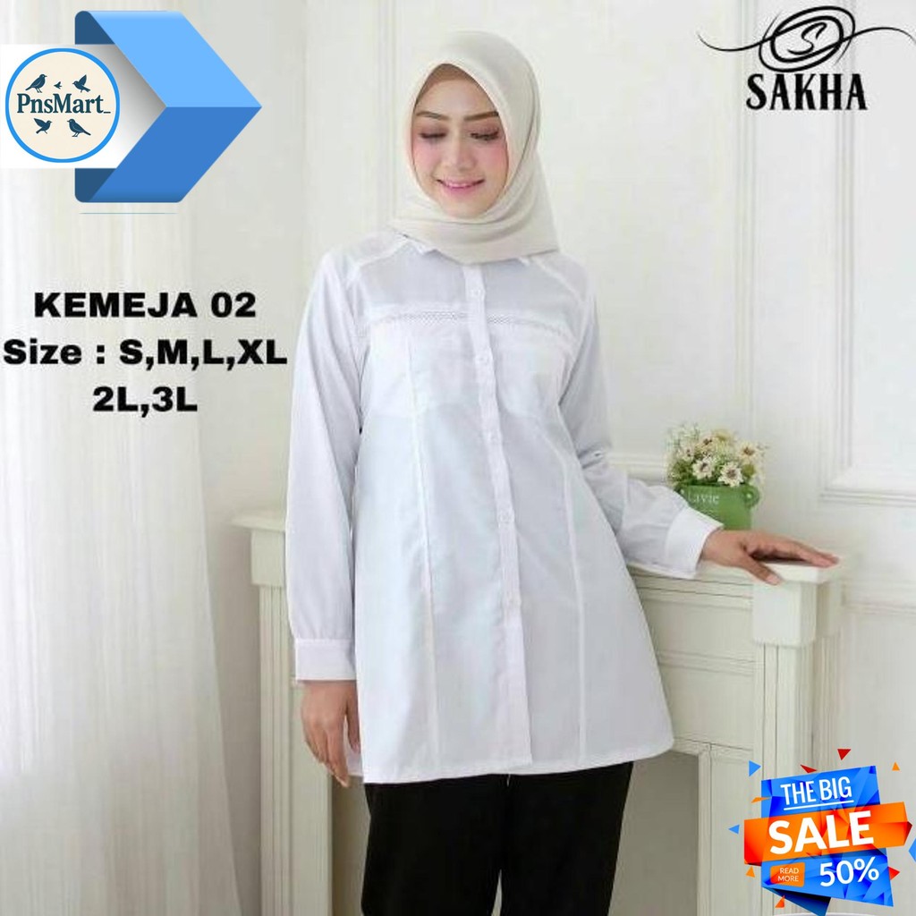 SAKHAPREMIUM.ID - KM 02 KEMEJA BAJU PUTIH PNS PUTIH TOYOBO WANITA KERJA ATASAN BAJU PUTIH KERJA KANT