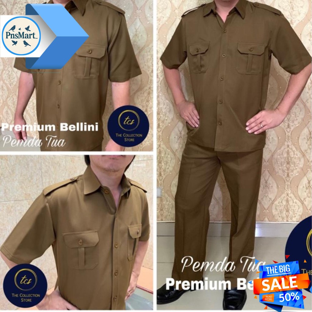 JUMBO SERAGAM SETELAN SEMI WOOL PEMDA PNS, SAFARI PEMDA PRIA, BAJU SERAGAM SECURITY SUPIR, DINAS PRI