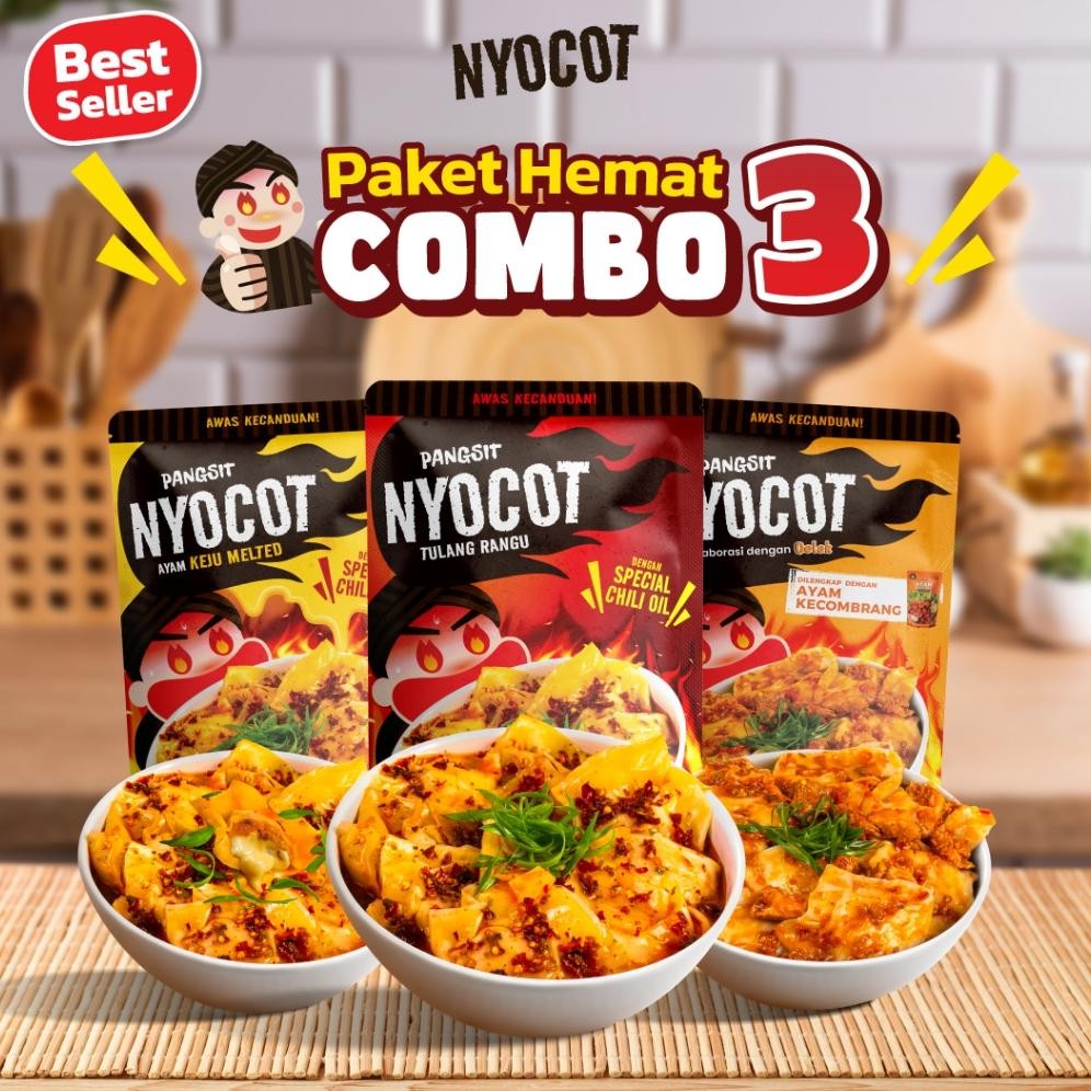 

READY STOK [Dapat 3 Pcs] Nyocot Paket Hemat Combo 3 Pangsit Tulang Rangu / Pangsit Ayam Keju Lumer Meleleh / Pamgsit Ayam Kecombrang / Renyah Gurih / Cocok untuk Ngemil / Cemilan Pangsit Chili Oil / Makanan Instant Siap kirim
