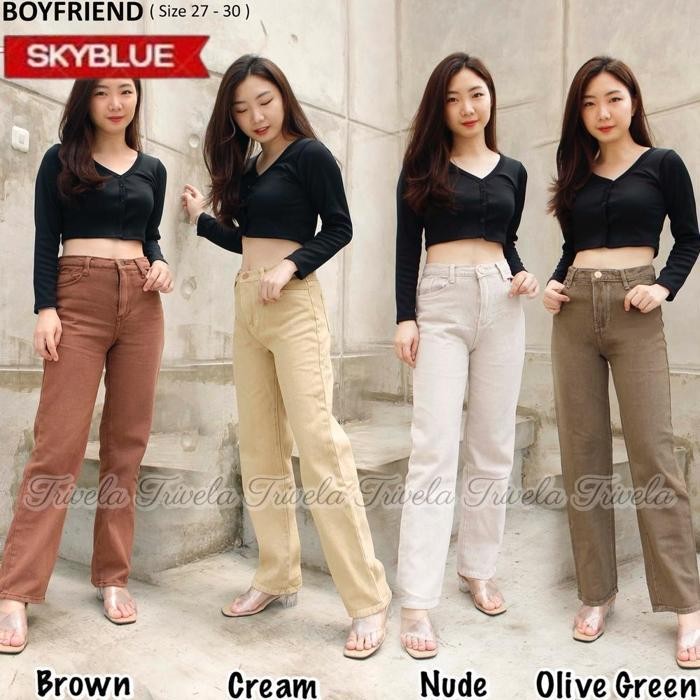 ORIGINAL TRIVELA - KULOT JEANS WANITA SYAKIRA / KULOT JEANS BROWN / KULOT JEANS CREAM / KULOT JEANS 