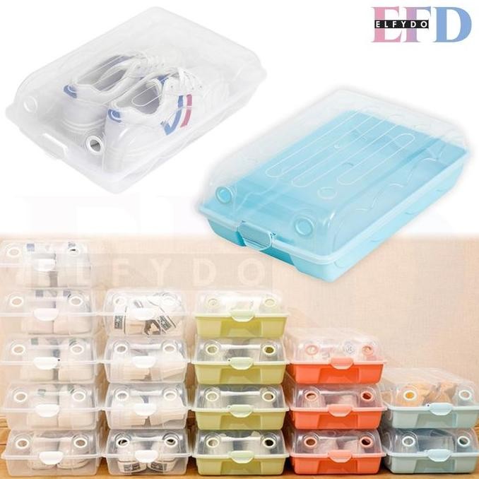 ELFYDO - Kotak Sepatu Plastik Transparan Penyimpanan Kotak Sepatu