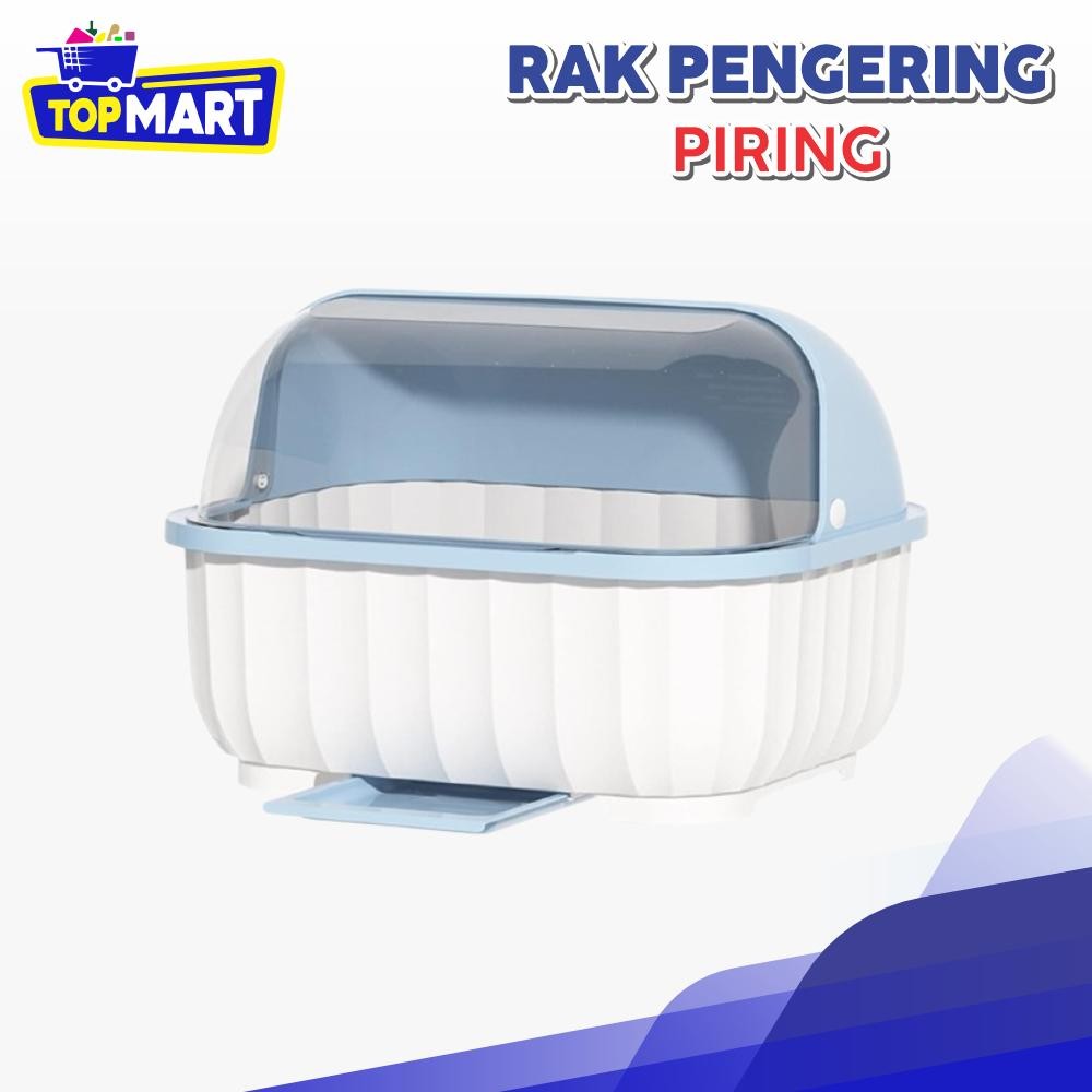 NEW TOPMART - Rak Piring Tertutup Plastik Tempat Gelas Sendok Wastafel Minimalis Rak Pengering Pirin