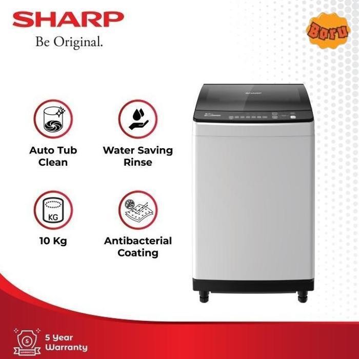 Promo Mesin Cuci Sharp Esm1000T-Gg Mesin Cuci 1 Tabung Front Load 10Kg